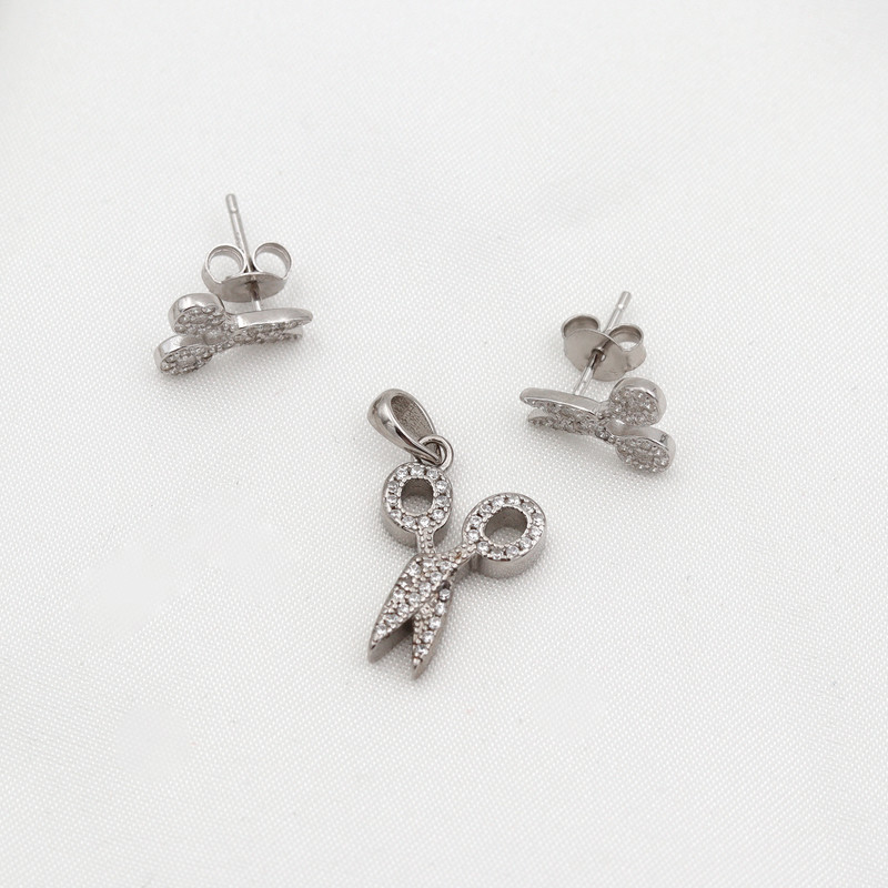 نیم ست نقره زنانه مدل قیچی کد SHS-11