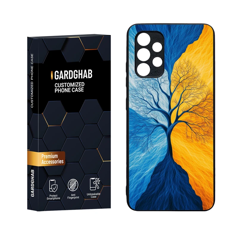 کاور گارد قاب مدل دورژله ای پشت گلس هنری مناسب برای گوشی موبایل سامسونگ Galaxy A32 4G