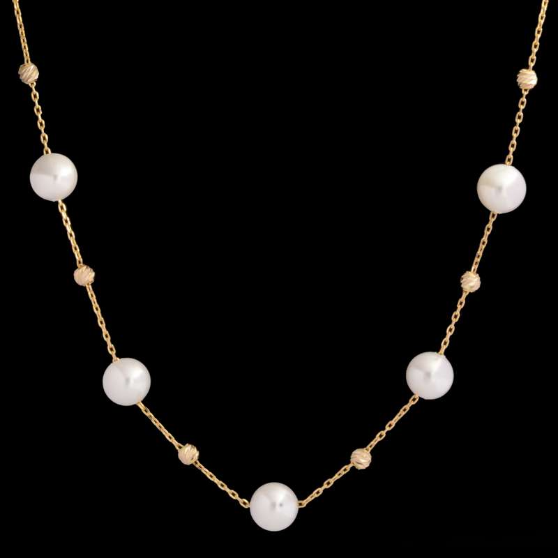 گردنبند طلا 18 عیار زنانه طلای مستجابی مدل مروارید کد 45