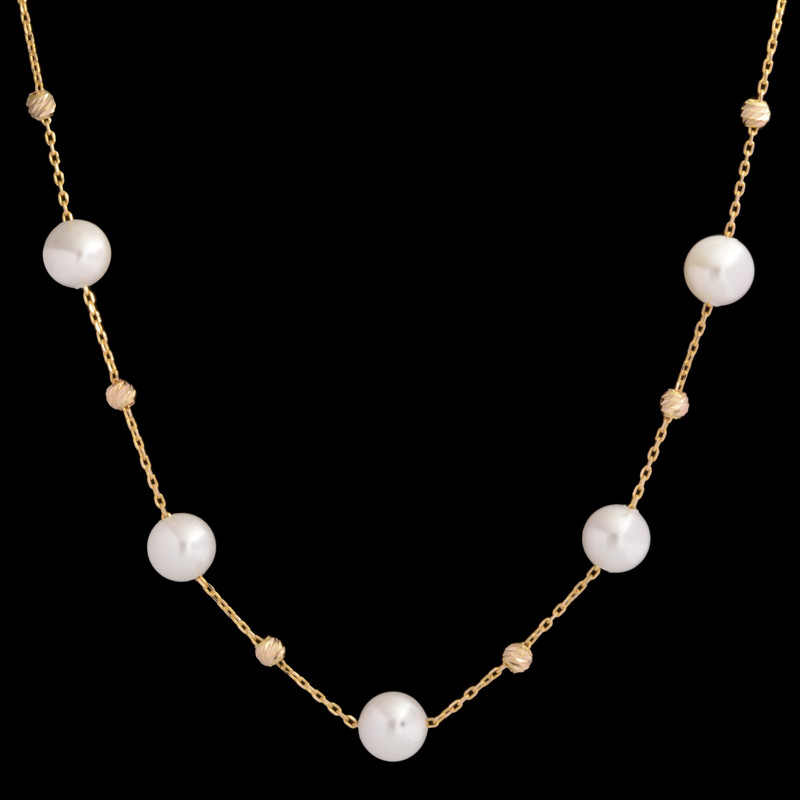 گردنبند طلا 18 عیار زنانه طلای مستجابی مدل مروارید کد 45