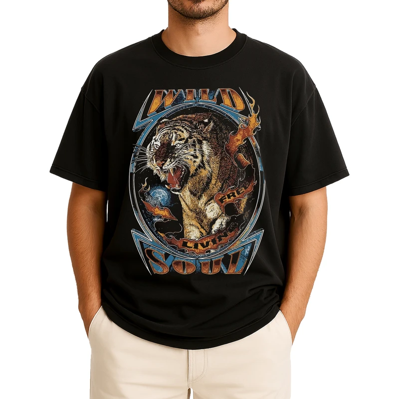 تی‌شرت آستین کوتاه مردانه باهرپوش شرق مدل ببر قدیمی کلاسیک z430