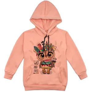 هودی دخترانه مدل جغد سرخ پوست F138 رنگ گلبهی