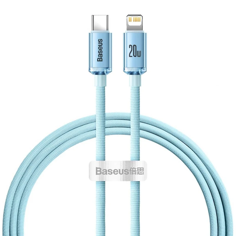کابل USB-C به لایتنینگ باسئوس مدل Crystal Shine Series 20W طول 1.2 متر