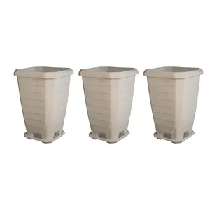 گلدان مدل پلاستیکی طرح استوانه مربعی کد 102-3 مجموعه 3عددی