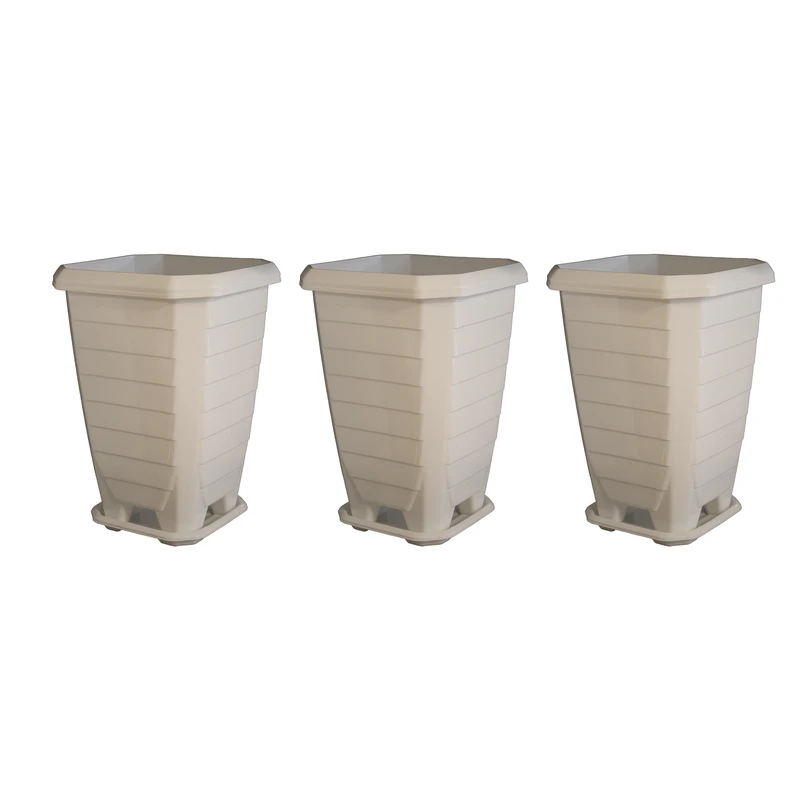 گلدان مدل پلاستیکی طرح استوانه مربعی کد 102-3 مجموعه 3عددی