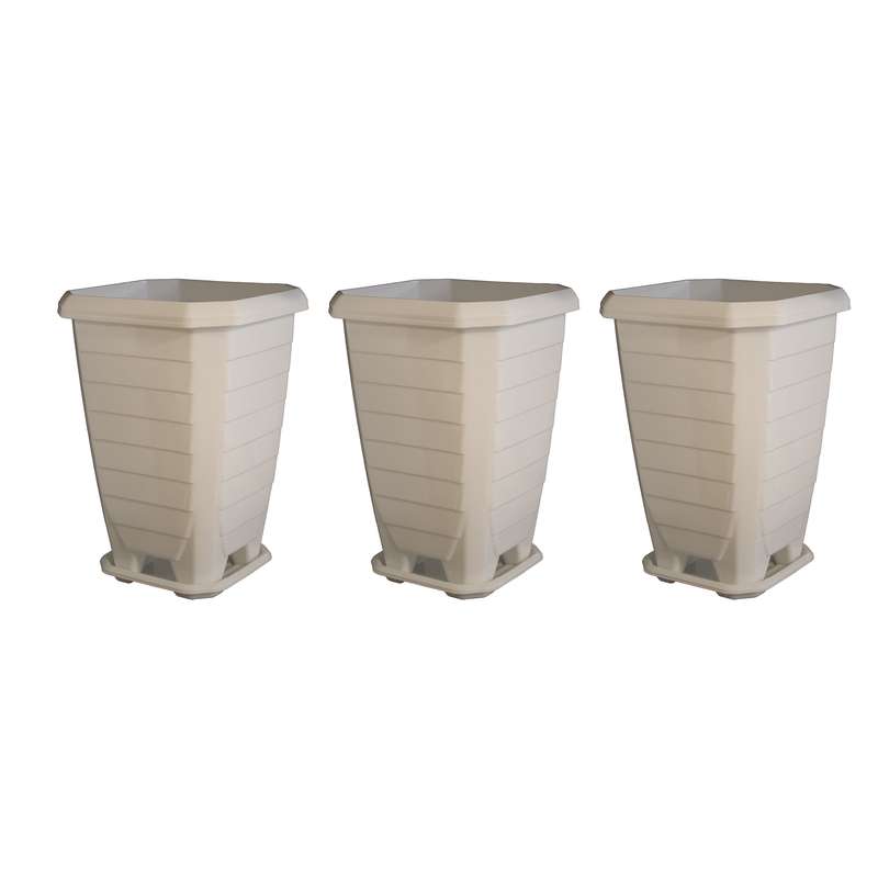 گلدان مدل پلاستیکی طرح استوانه مربعی کد 103-3 مجموعه 3عددی