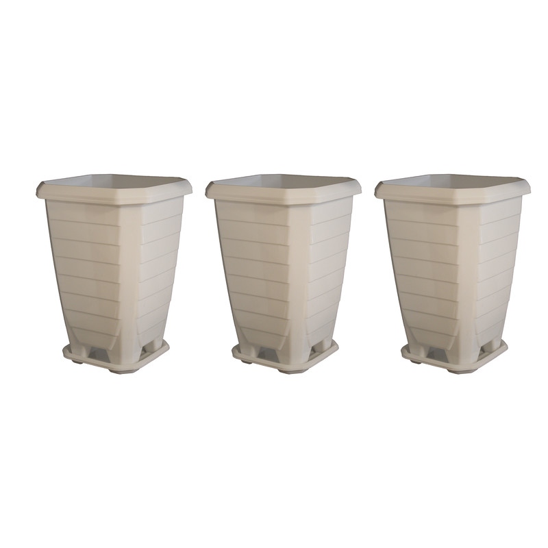 گلدان مدل پلاستیکی طرح استوانه مربعی کد 103-3 مجموعه 3عددی