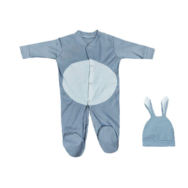 ست سرهمی و کلاه نوزادی طرح خرگوش رنگ خاکستری  