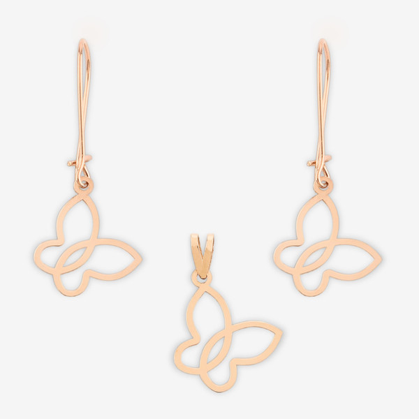 نیم ست طلا 18 عیار زنانه حافا گلد مدل پروانه کد nim14