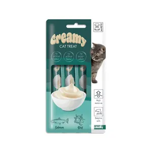 بستنی گربه ام پتس مدل CREAMY طعم سالمون و بیف وزن 60 گرم