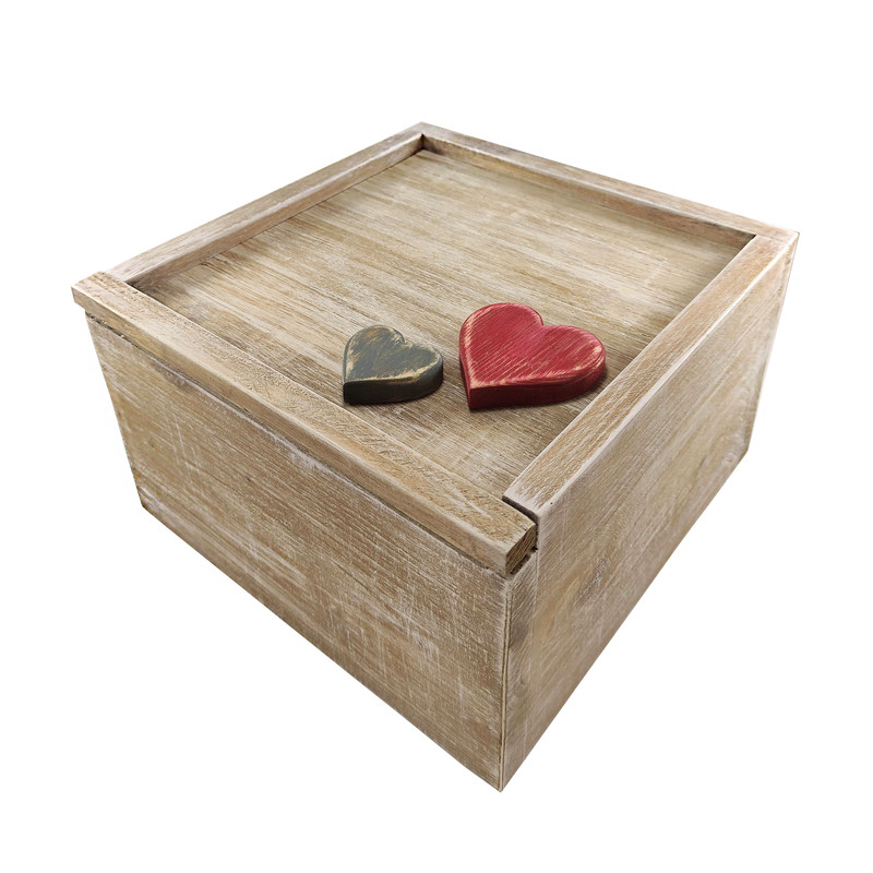 جعبه هدیه چوبی مدل قلب پتینه