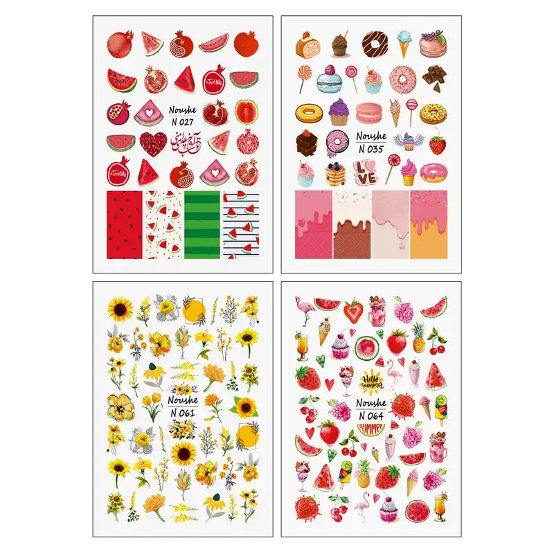 برچسب لنز ناخن مدل تابستان کد N27-35-61-64 مجموعه 4 عددی