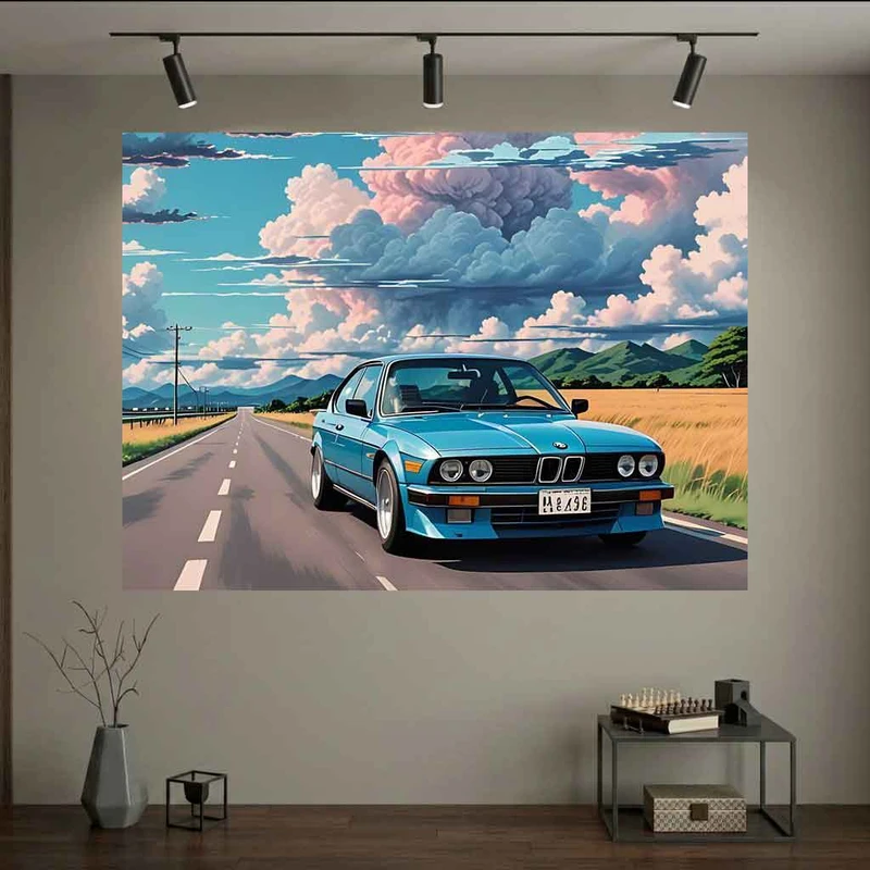 پوستر طرح  جاده زیبا مدل BMW قدیمی (2) کد DV1498