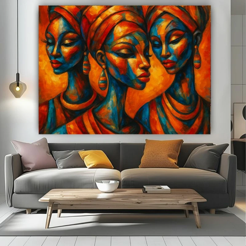 تابلو بوم طرح مخمل نقاشی محلی مدل زن آفرریقایی کد BK25084