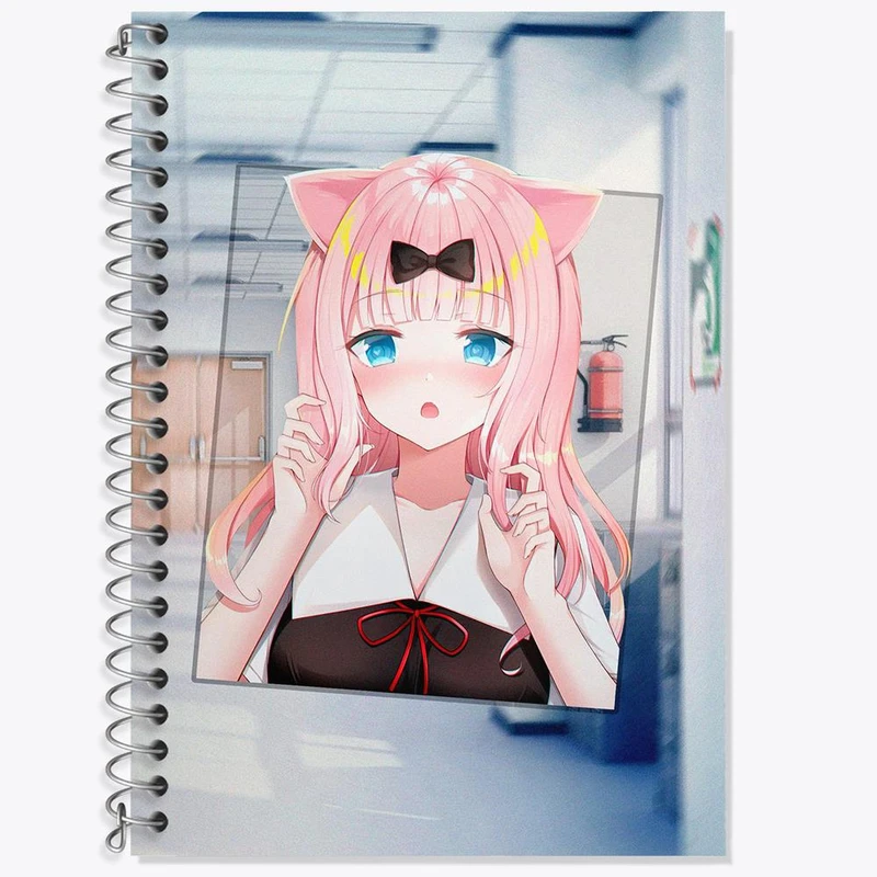 دفتر زبان 50 برگ خندالو مدل سه خط طرح چیکا چان انیمه کاگویا ساما کد 16057