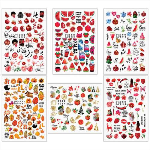 برچسب لنز ناخن مدل یلدا مجموعه 6 عددی 