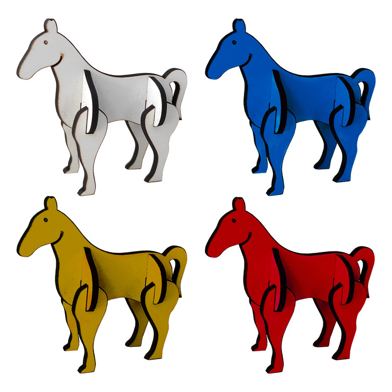 ساختنی مدل پازل چوبی سه بعدی طرح اسب کد TH-40 مجموعه 4 عددی