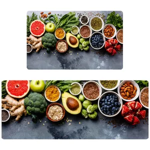 پادری مدل سه لایه رویه مخمل طرح آشپزخانه کد 4602 مجموعه دو عددی