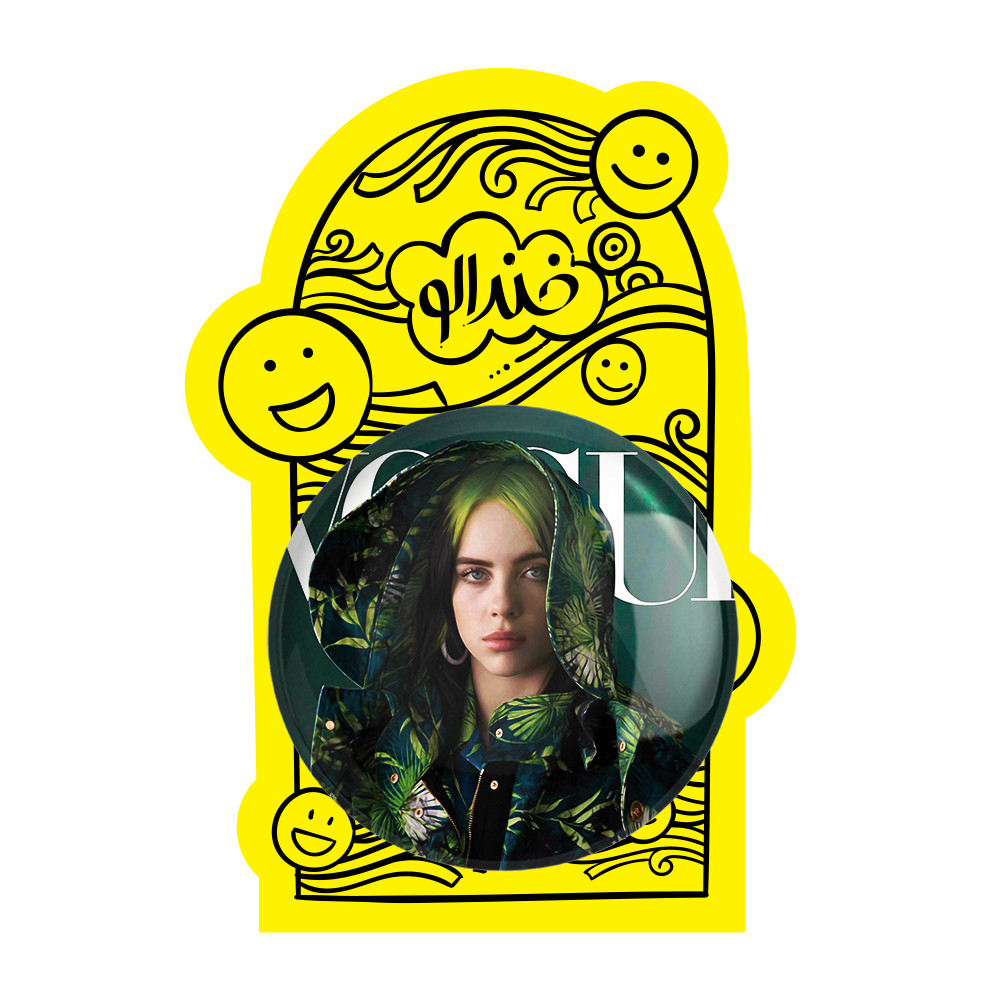 آینه جیبی خندالو طرح بیلی آیلیش Billie Eilish مدل تاشو کد 19123
