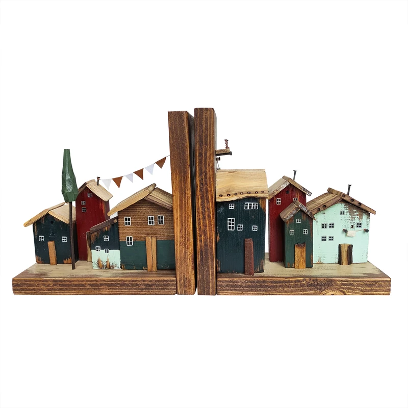 نگهدارنده کتاب چوبی مدل دهکده فانتزی کد 4431 بسته دو عددی