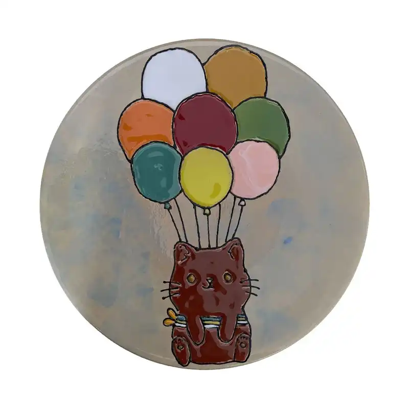 بشقاب میناکاری سفالی  مدل گربه