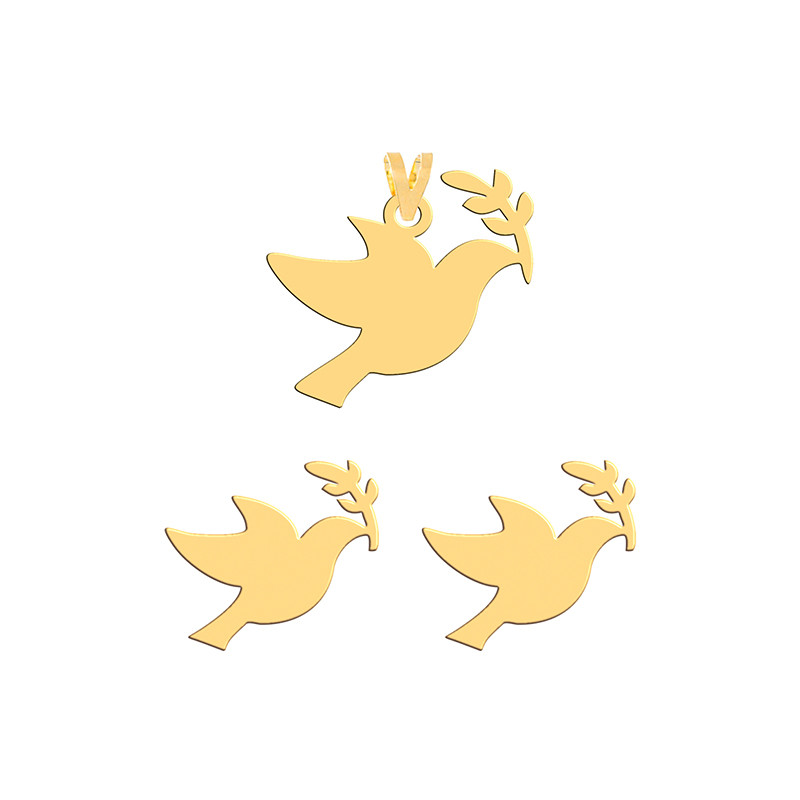 نیم ست طلا 18 عیار زنانه فرشته طرح پرنده WHSL-000592