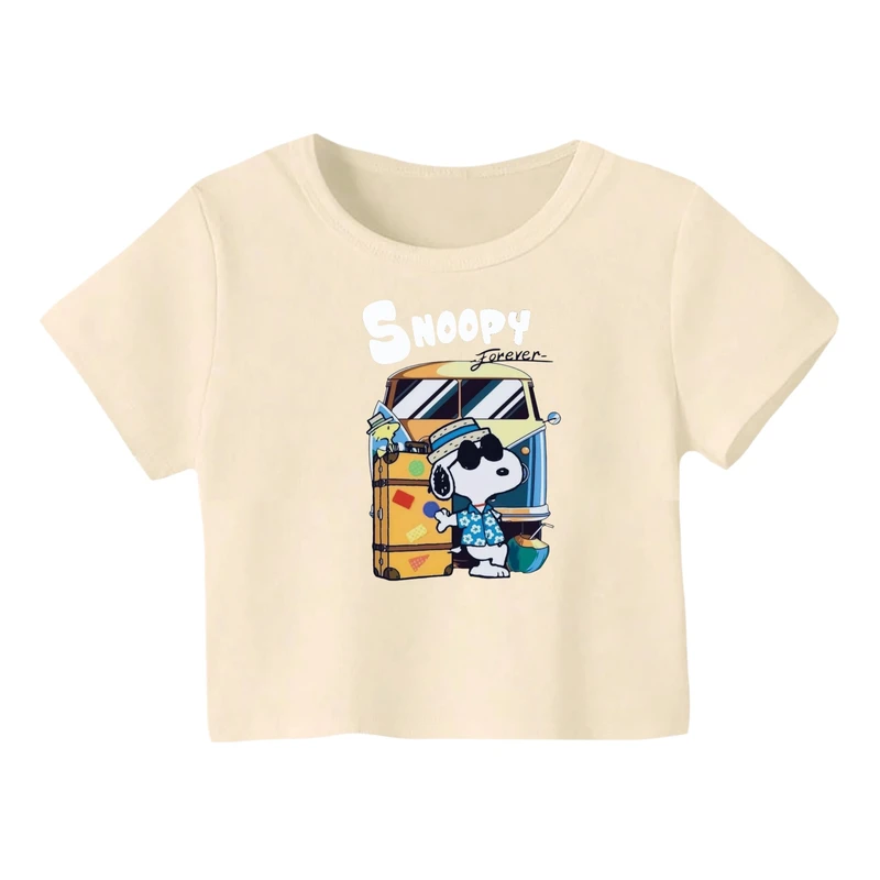 کراپ‌ تی‌شرت آستین کوتاه زنانه مدل اسنوپی کد 64