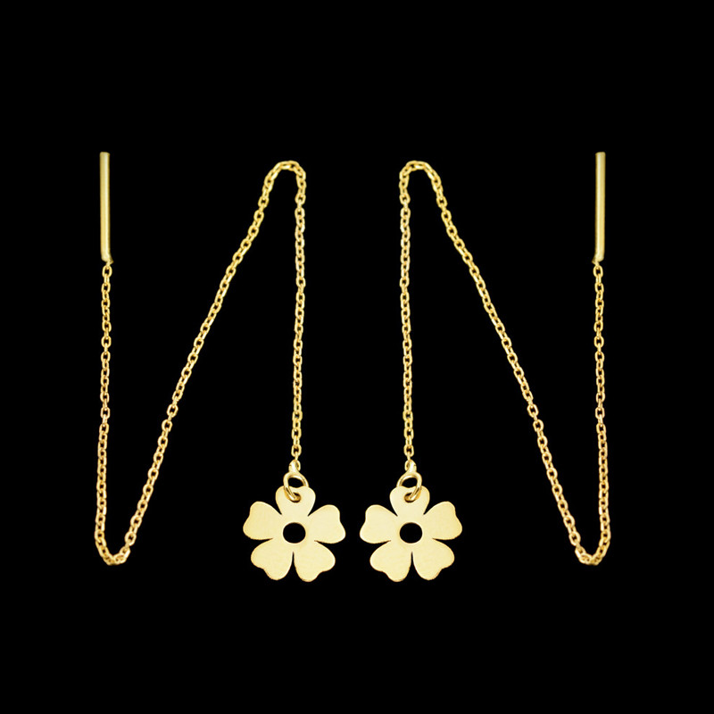 گوشواره طلا 18 عیار زنانه مدل بخیه ای کد 2788k - 2