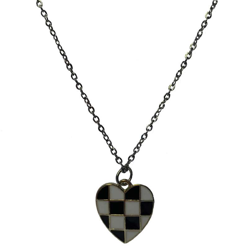 گردنبند دخترانه مدل قلب شطرنجی 1001 گردنبند دخترانه مدل قلب شطرنجی 1001