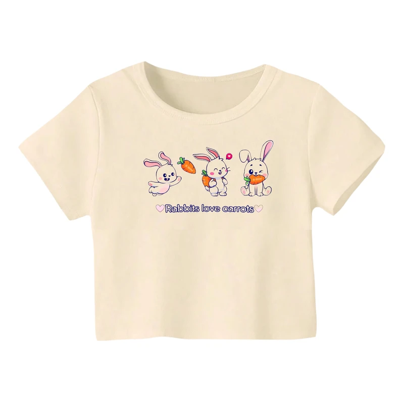 کراپ‌ تی‌شرت آستین کوتاه زنانه مدل خرگوش‌ کد 12