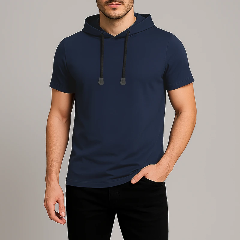 تیشرت کلاه دار مردانه باینت کد 323-10 رنگ سرمه ای