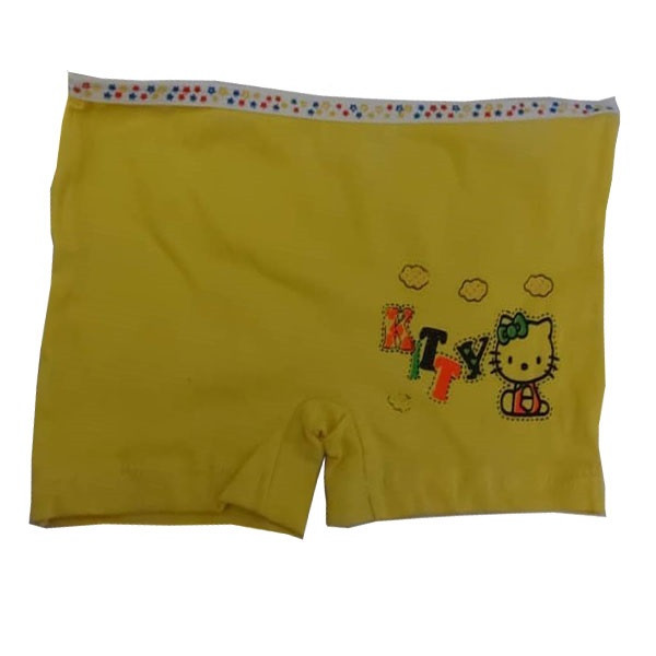 شورت دخترانه طرح کیتی رنگ زرد