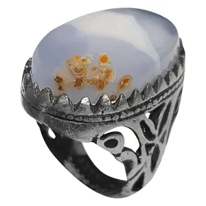 انگشتر نقره مردانه مدل عقیق سلیمانی اقیانوسی شجر دار ASOS2216