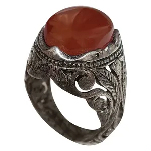 انگشتر نقره مردانه مدل عقیق یمنی بند AYK2015