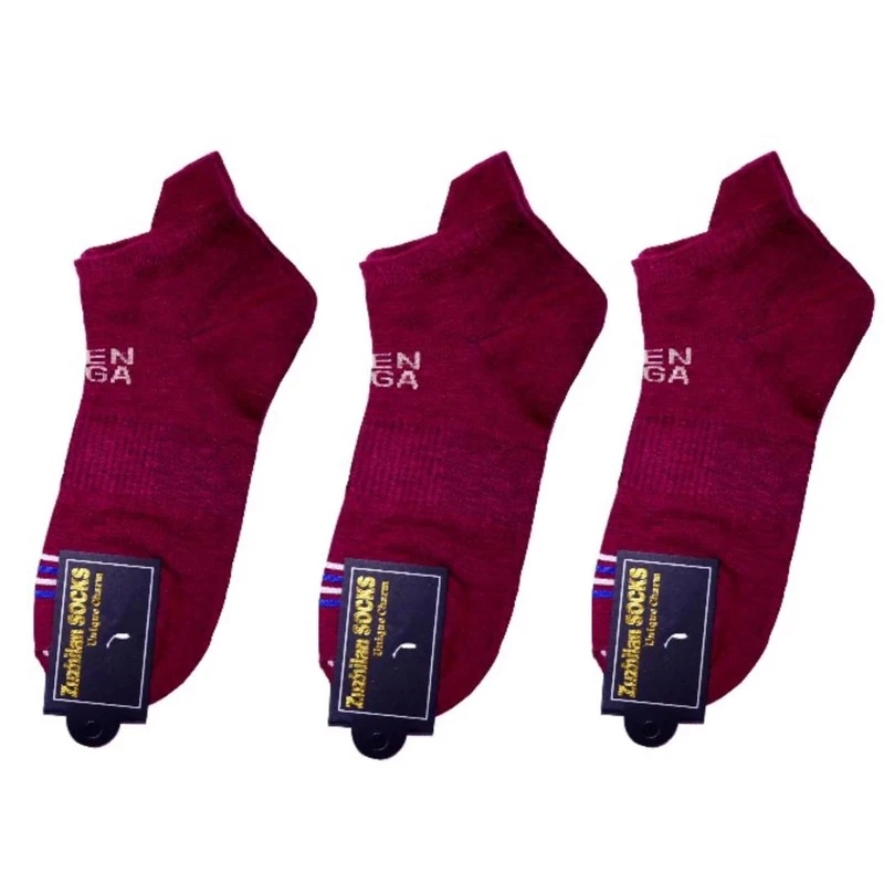جوراب ساق کوتاه مردانه مدل 100990349 رنگ زرشکی بسته سه عددی