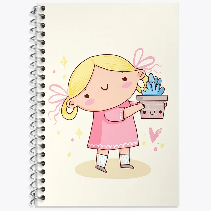 دفتر زبان 50 برگ خندالو مدل دو خط طرح دخترانه کد F1965