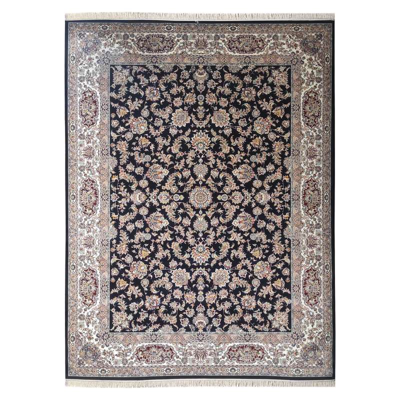 فرش ماشینی مشهد کد 872149 زمینه سرمه ای