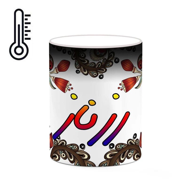 ماگ حرارتی کاکتی مدل اسم رزناز طرح سنتی گل و بته کد mgh45230