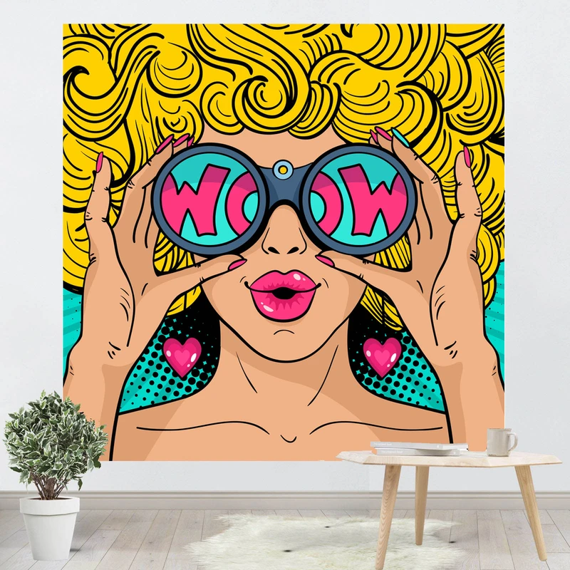 پوستر پارچه ای پرینتینگ لند طرح بکدراپ WOW کد O2