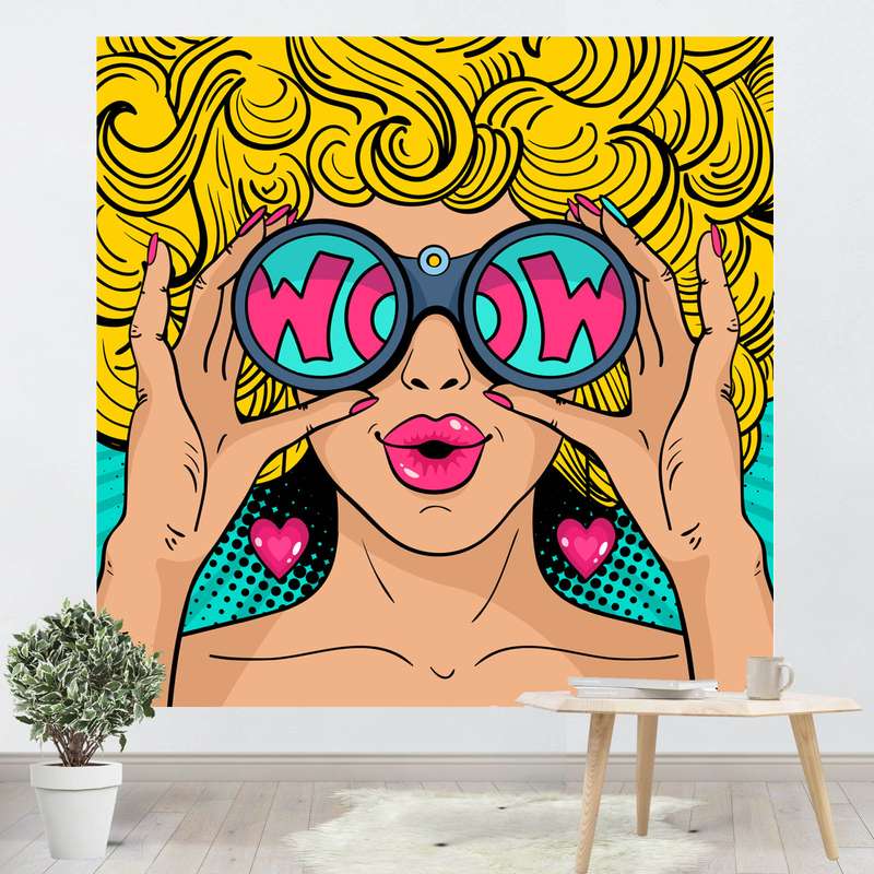 پوستر پارچه ای پرینتینگ لند طرح بکدراپ WOW کد O2