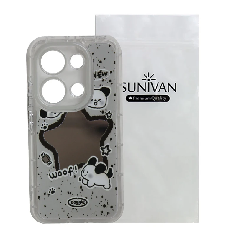 کاور سانیوان مدل آینه ای طرح فانتزی سگ TEDDY مناسب برای شیائومی Redmi Note 13 Pro 4G / Poco M6 Pro 4G