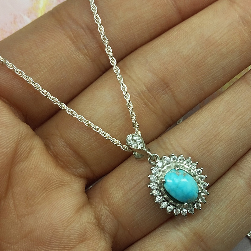 نیم ست نقره زنانه سلین کالا مدل فیروزه کد 126