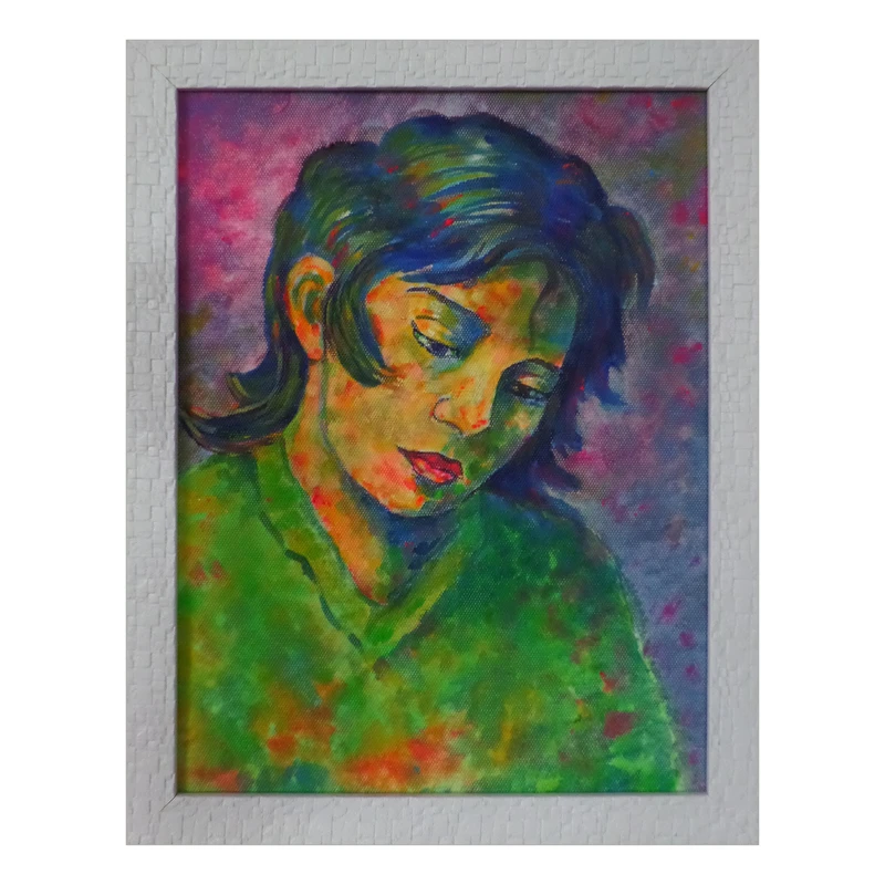 تابلوی نقاشی اکریلیک به سبک امپرسیونیستی مدل دختر غمگین کد dg