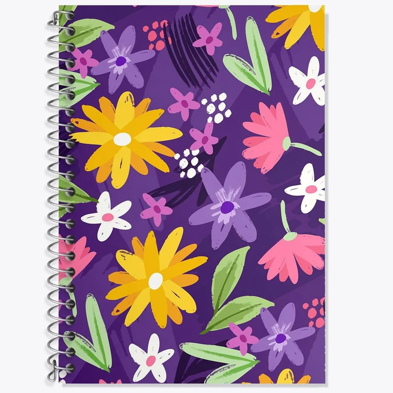 دفتر زبان 50 برگ خندالو مدل دو خط طرح گل گلی کد 29077