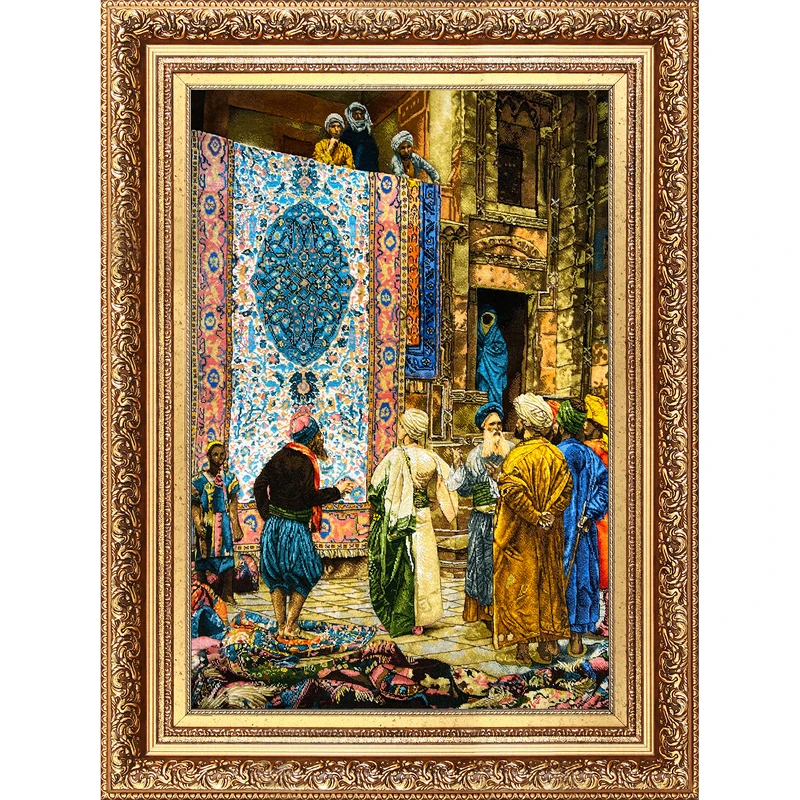 تابلو فرش دستباف فرش میرنظامی مدل بازار قاهره طولی کد 862