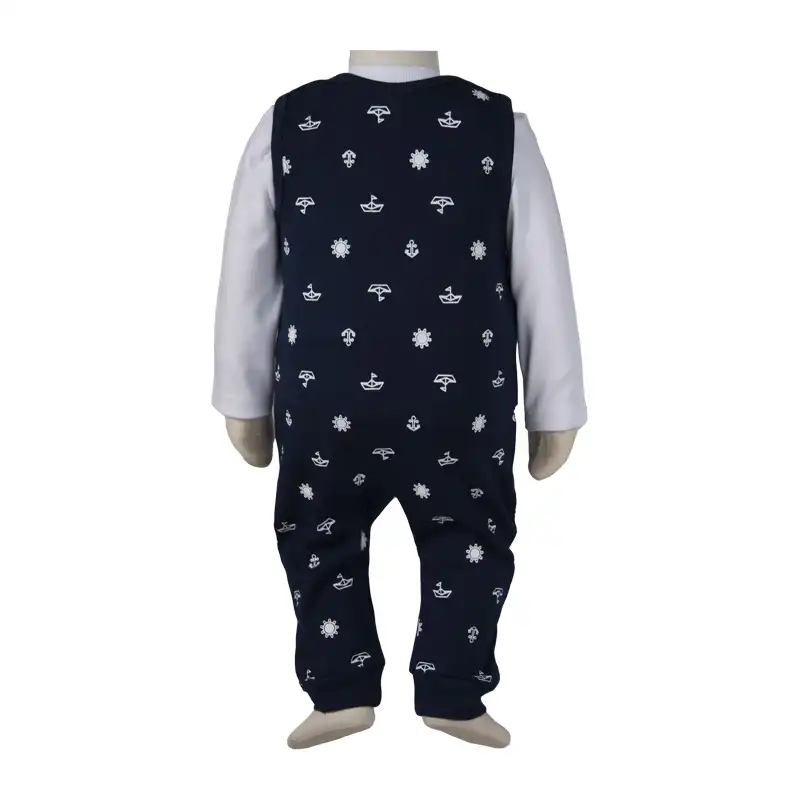 ست 3 تکه لباس نوزادی آدمک مدل کاپیتان رنگ سرمه ای