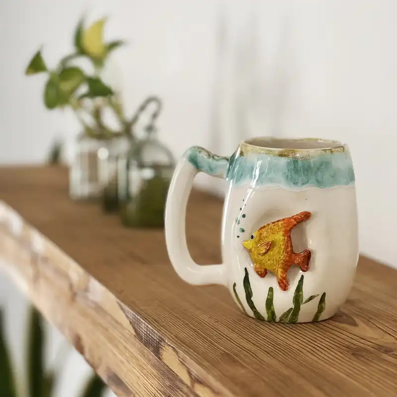 لیوان سرامیکی طرح Fish مدل 3D