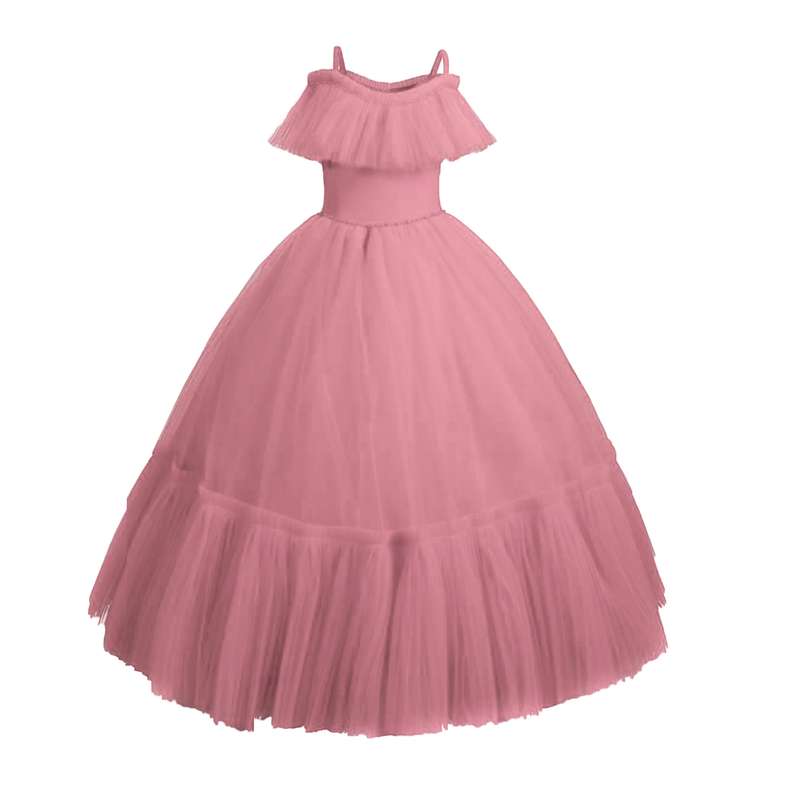 پیراهن دخترانه مدل پرنسسی رنگ صورتی