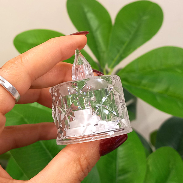 شمع ال ای دی مدل  کریستالی شفاف طرح Diamond مجموعه 2 عددی
