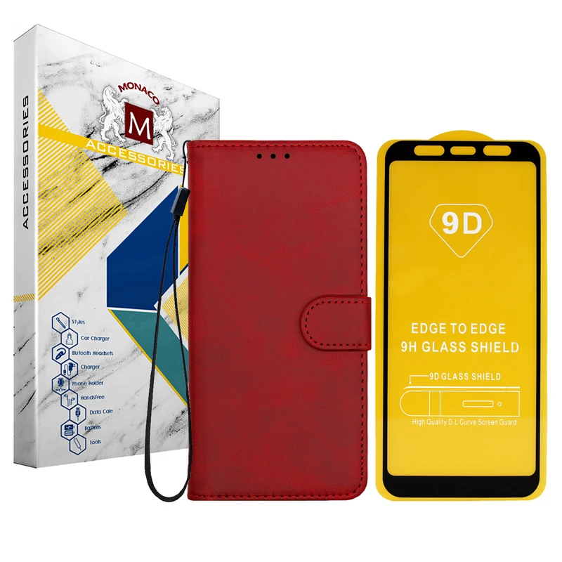 کیف کلاسوری موناکو مدل MIX09 مناسب برای گوشی موبایل سامسونگ Galaxy A7 2018 / A750 به همراه محافظ صفحه نمایش